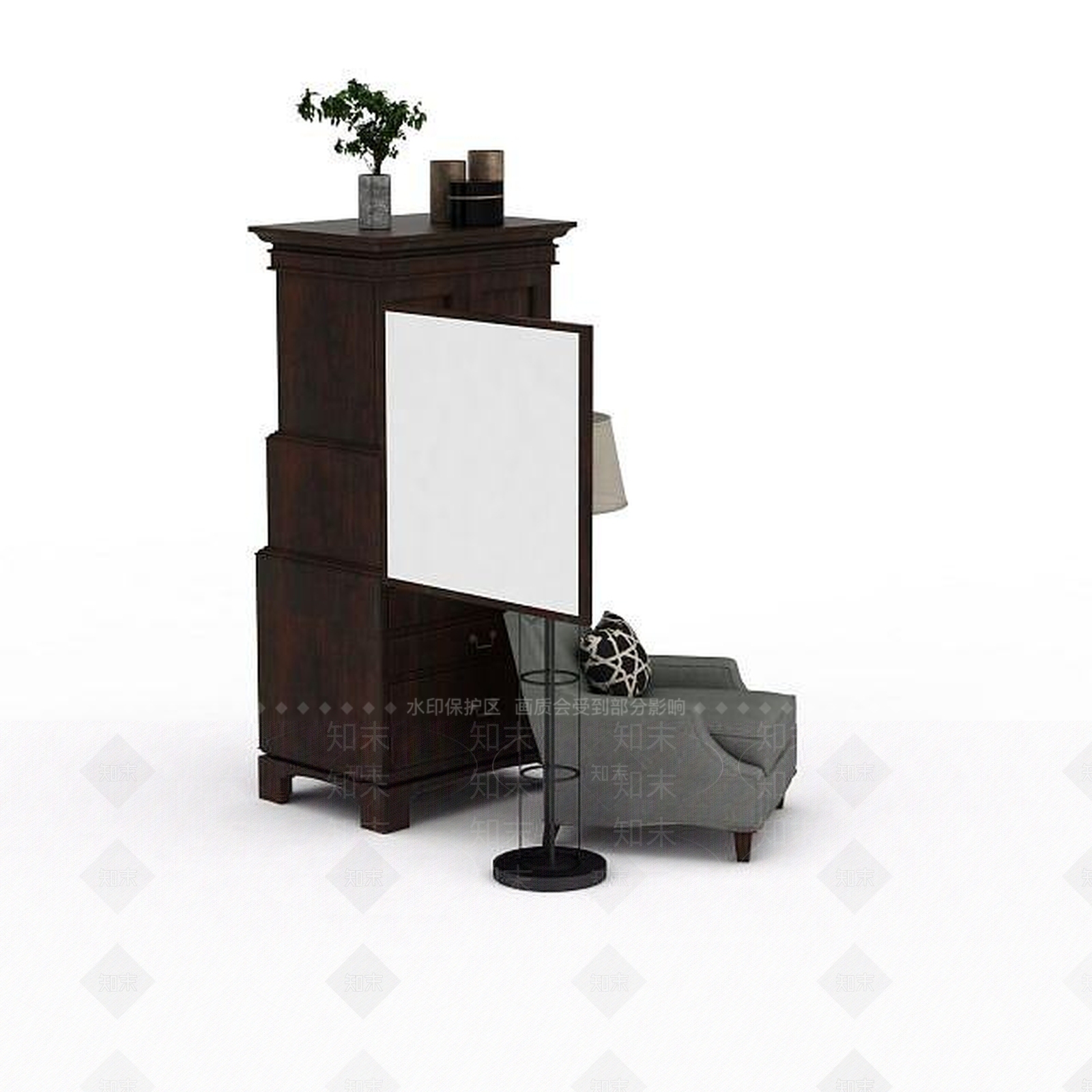 现代双人沙发3D模型下载【ID:1195928370】
