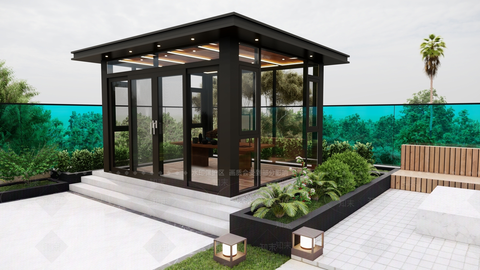 现代新中式亭子SU模型下载【ID:1195929398】