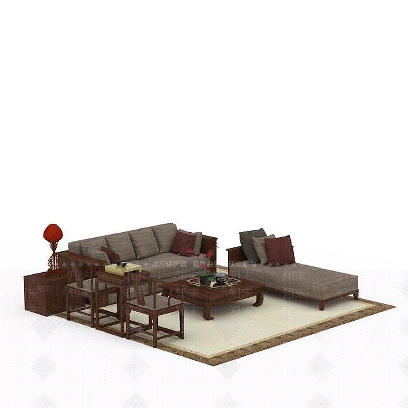现代双人沙发3D模型下载【ID:1195929600】