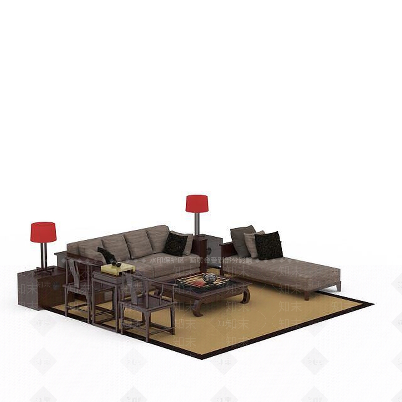 现代双人沙发3D模型下载【ID:1195929795】