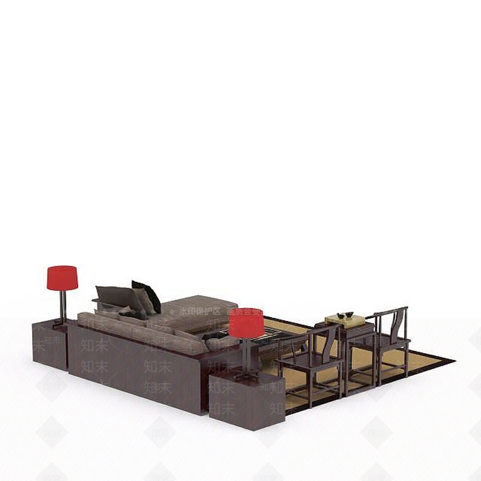 现代双人沙发3D模型下载【ID:1195929795】