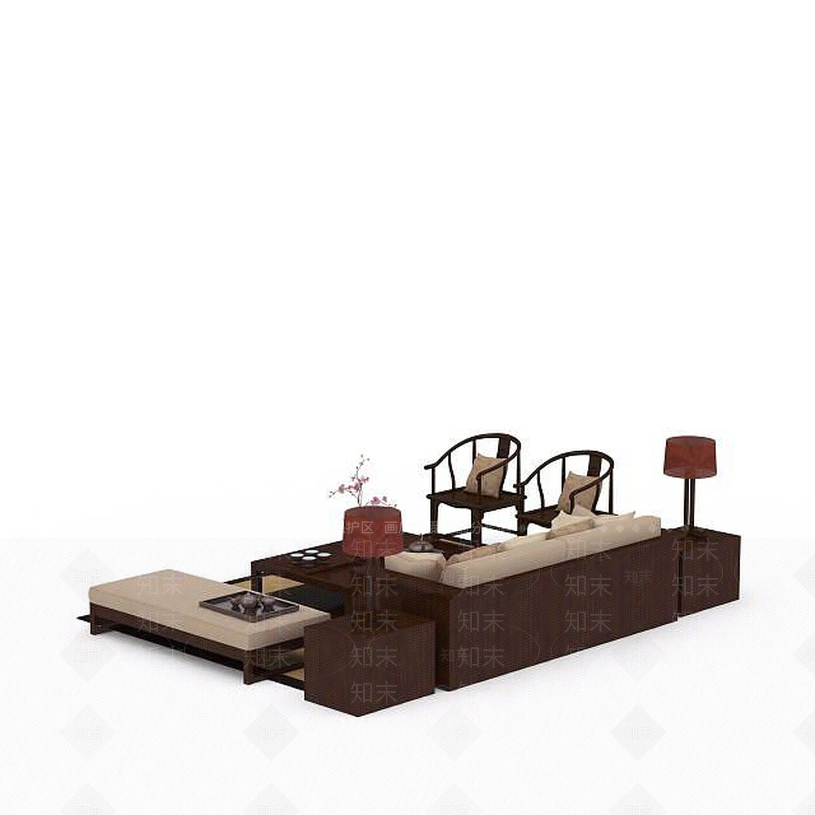 现代双人沙发3D模型下载【ID:1195929823】
