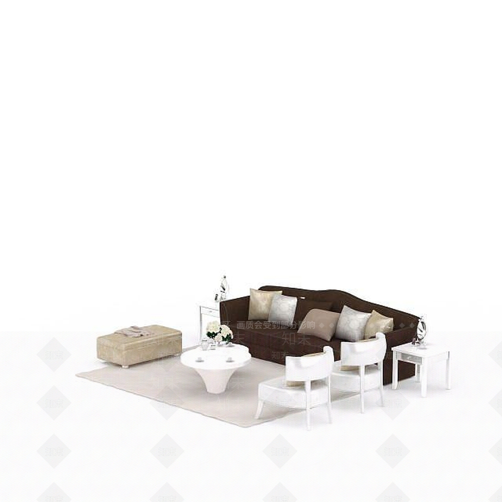 现代双人沙发3D模型下载【ID:1195930060】