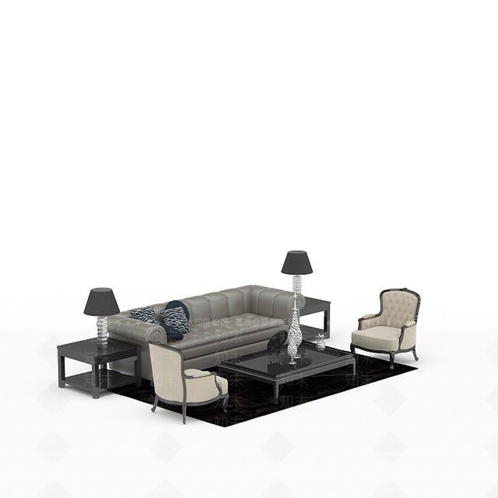 现代双人沙发3D模型下载【ID:1195930071】