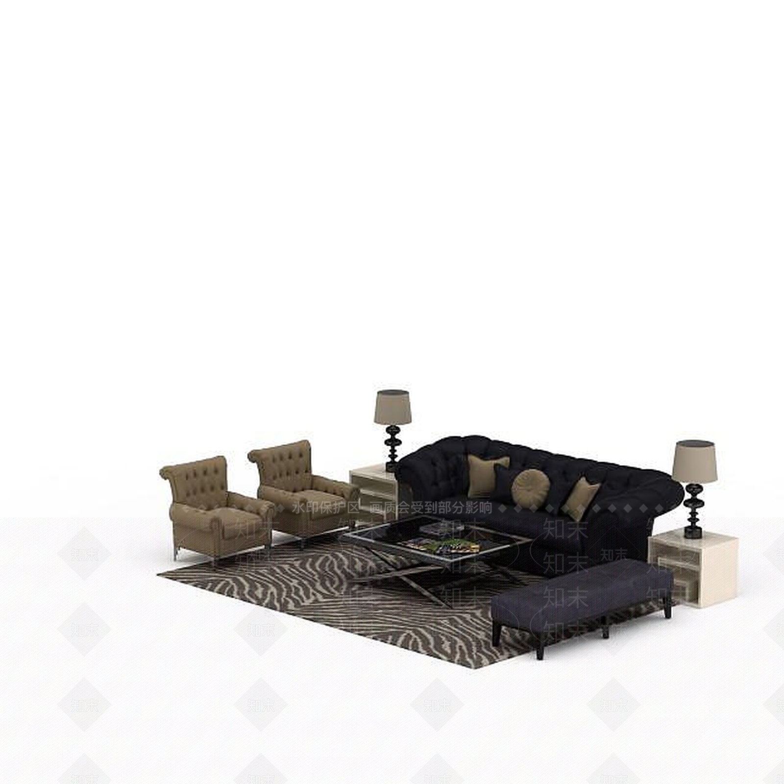 现代双人沙发3D模型下载【ID:1195930093】