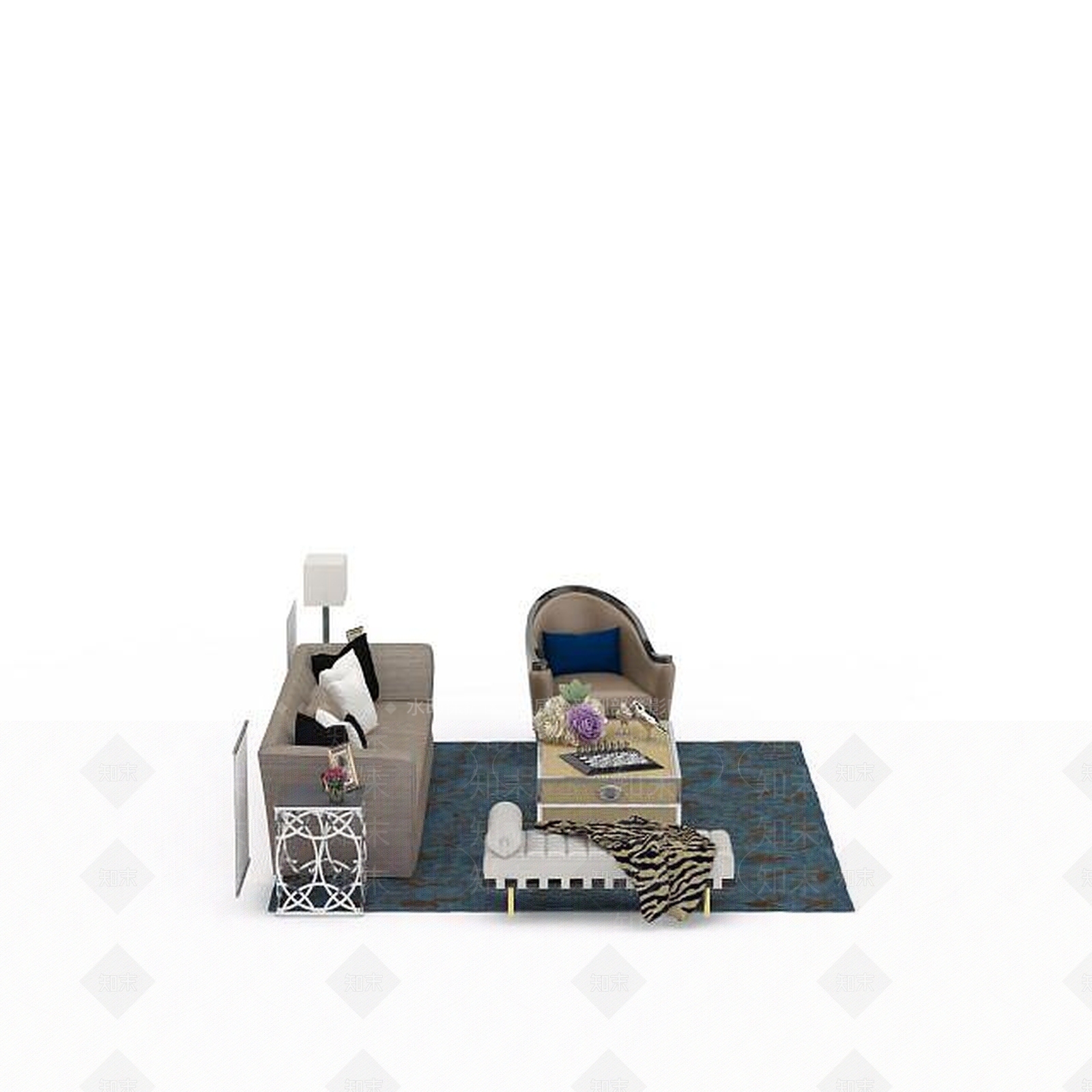 现代双人沙发3D模型下载【ID:1195930047】
