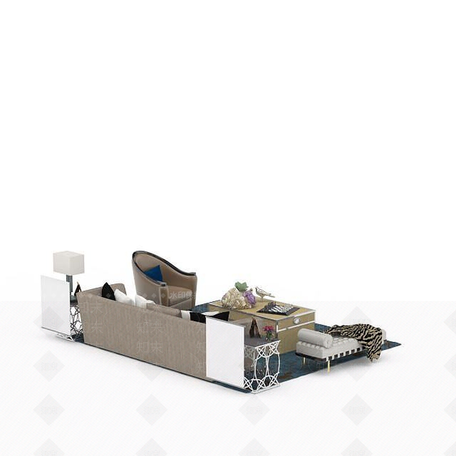 现代双人沙发3D模型下载【ID:1195930047】