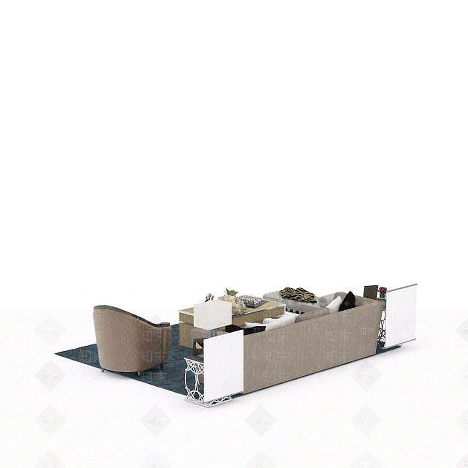 现代双人沙发3D模型下载【ID:1195930047】