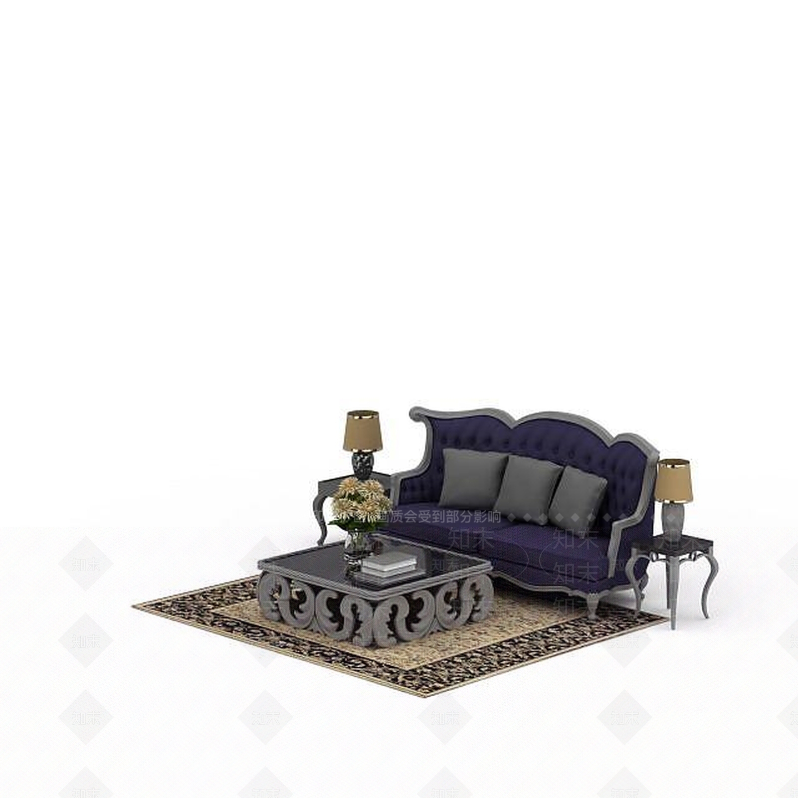 现代双人沙发3D模型下载【ID:1195930130】