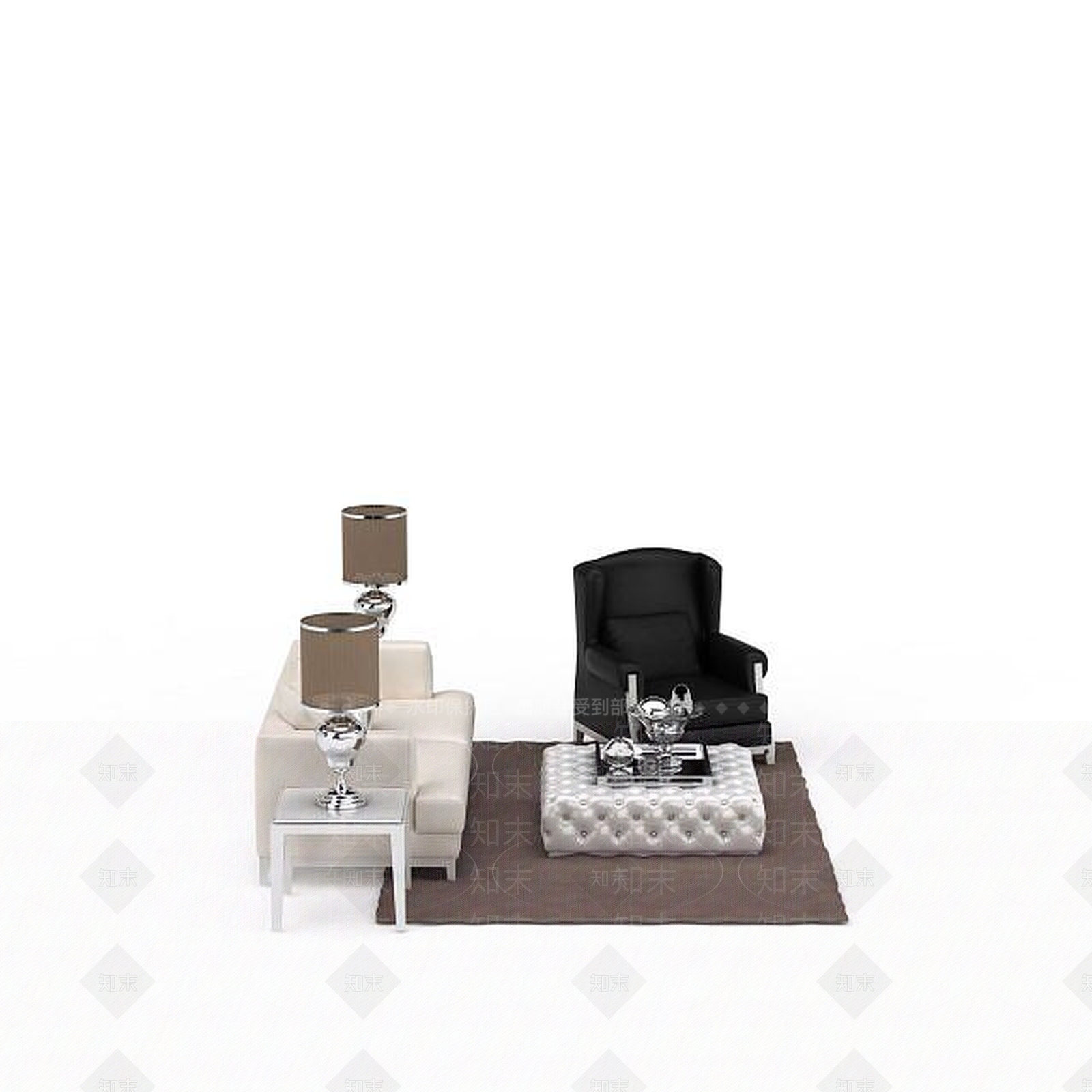 现代双人沙发3D模型下载【ID:1195930138】