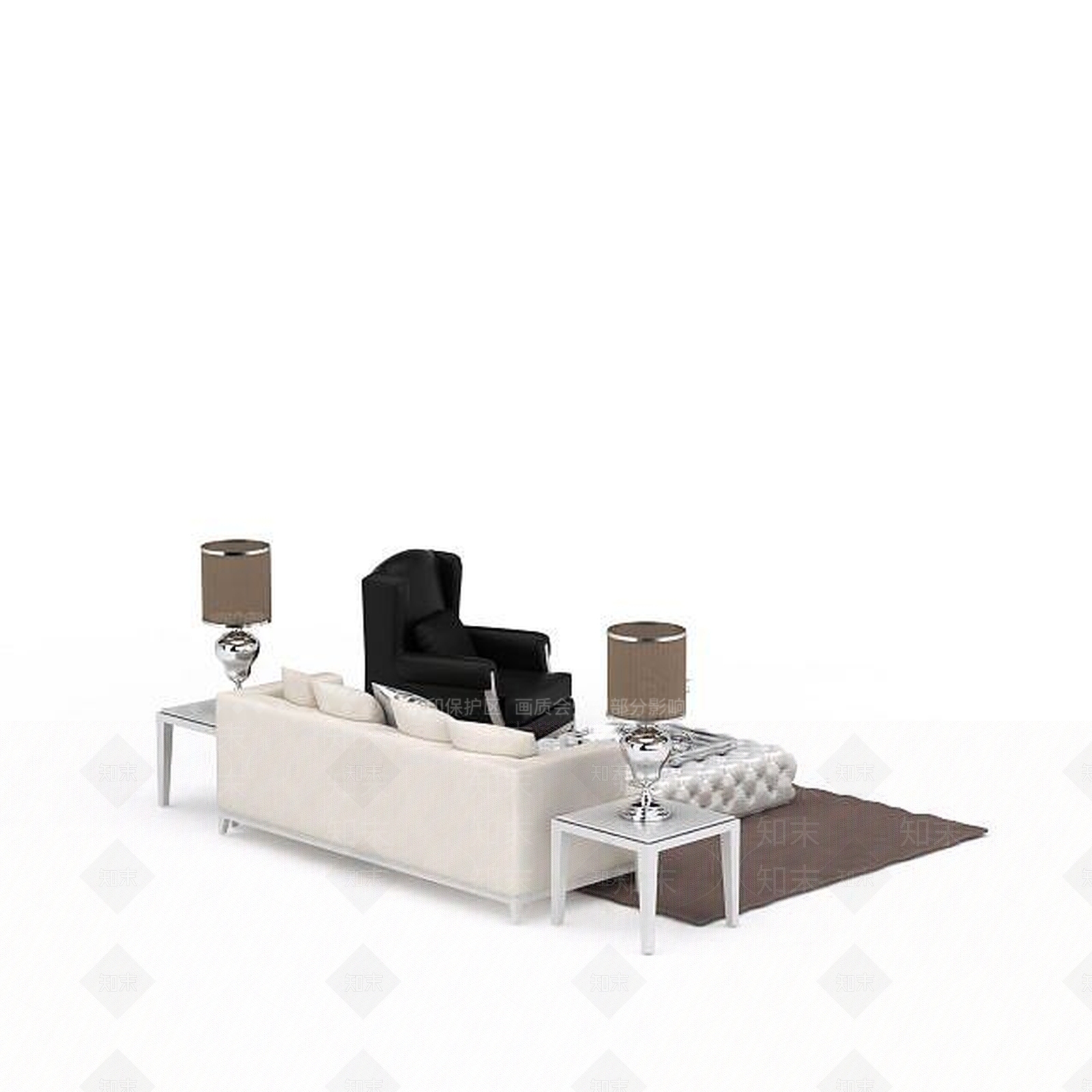 现代双人沙发3D模型下载【ID:1195930138】