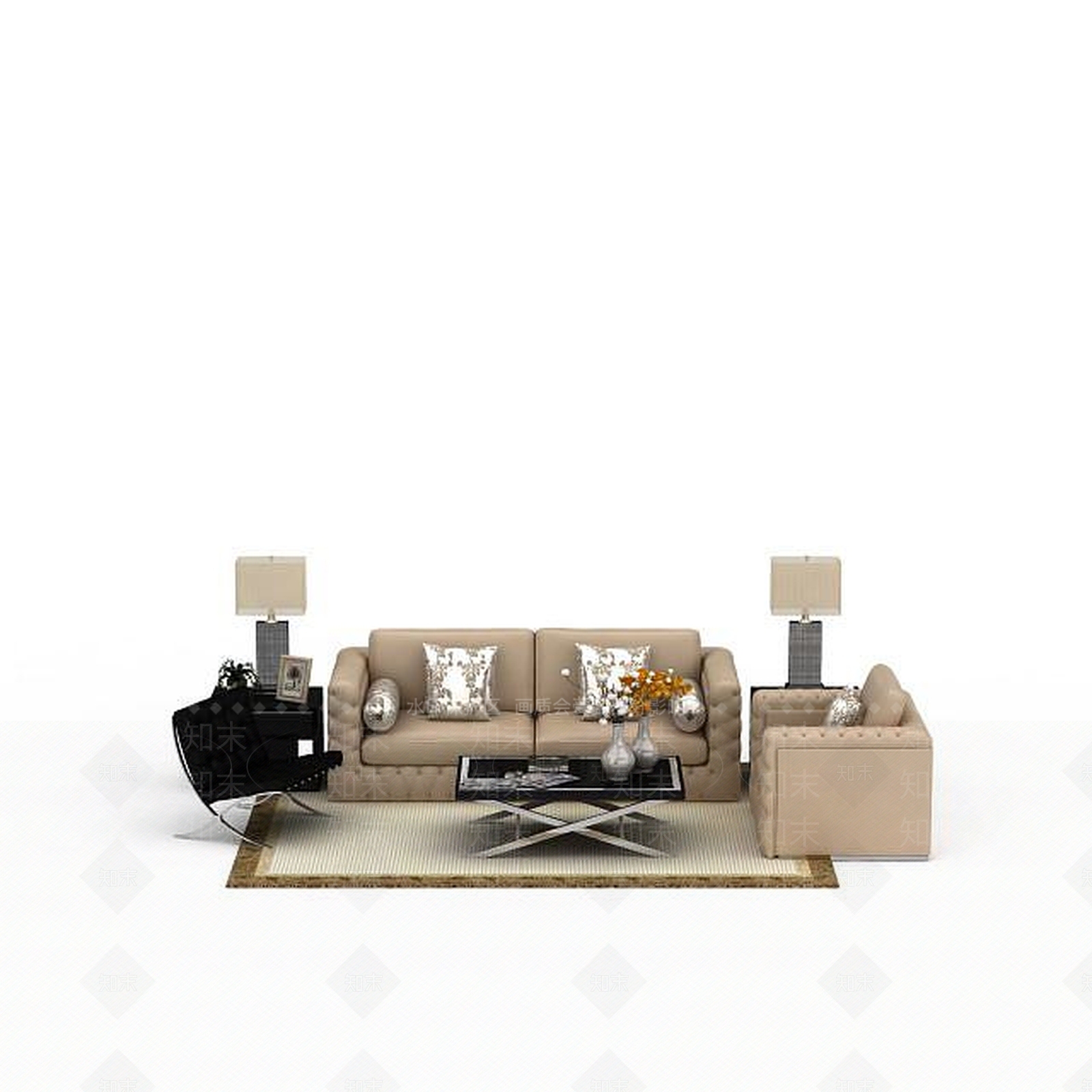 现代双人沙发3D模型下载【ID:1195930281】