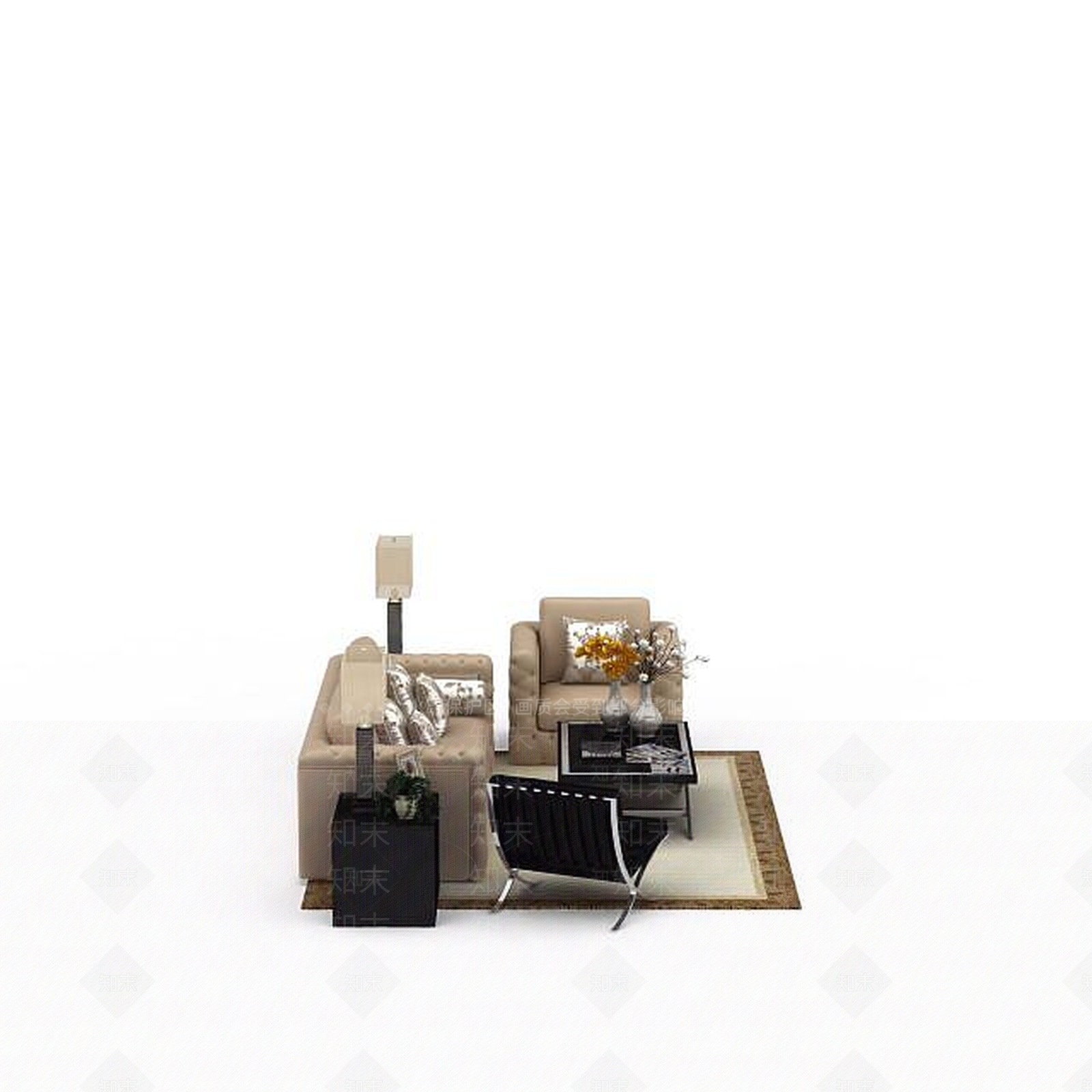 现代双人沙发3D模型下载【ID:1195930281】