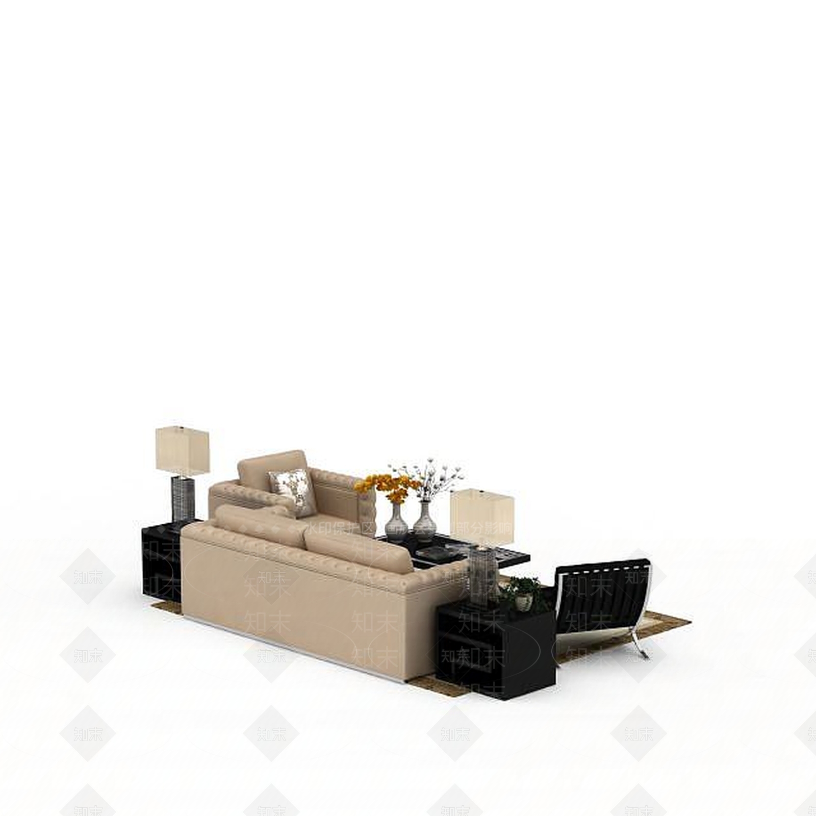 现代双人沙发3D模型下载【ID:1195930281】