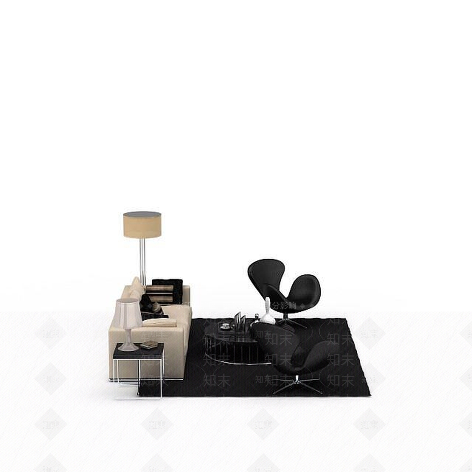现代双人沙发3D模型下载【ID:1195930486】