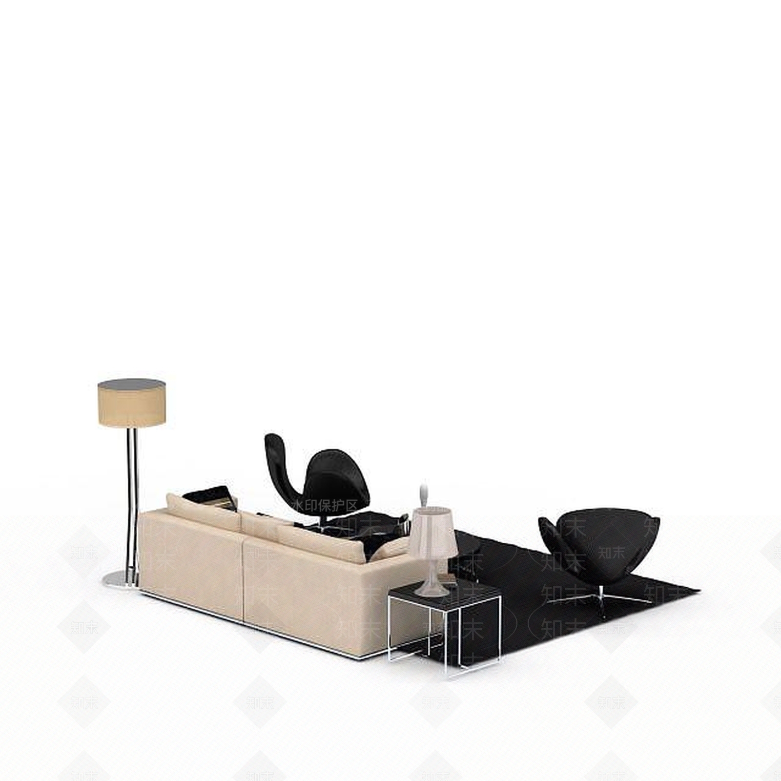 现代双人沙发3D模型下载【ID:1195930486】