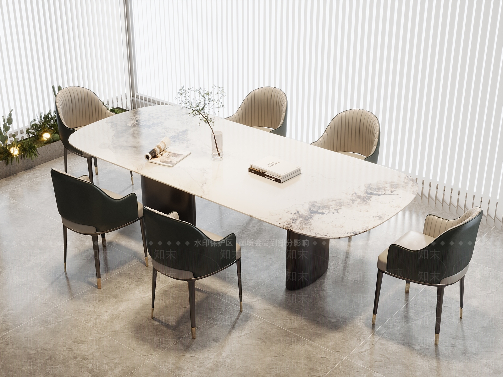 现代轻奢餐桌椅3D模型下载【ID:1195931489】