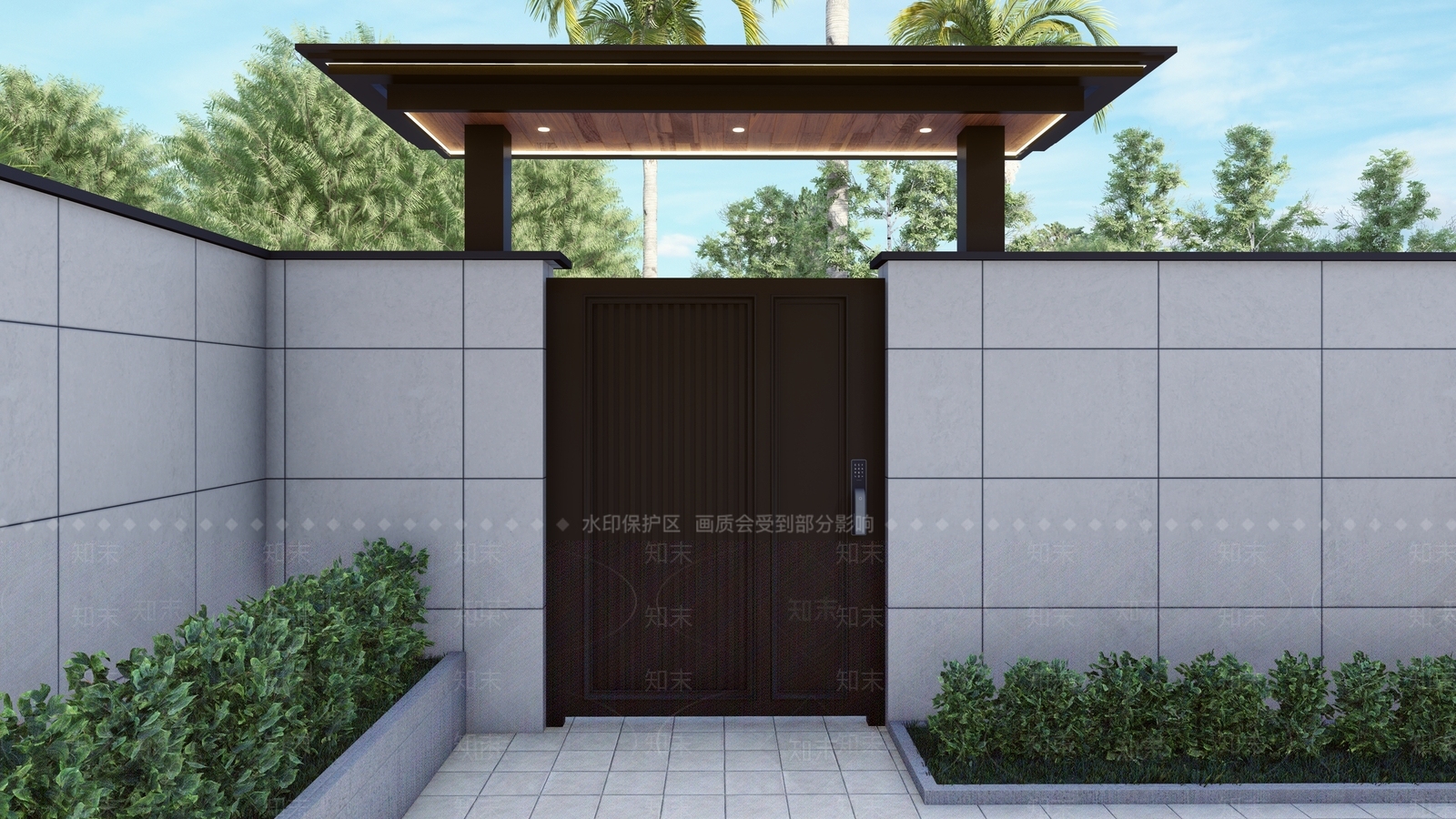 现代极简入口大门SU模型下载【ID:1195932571】