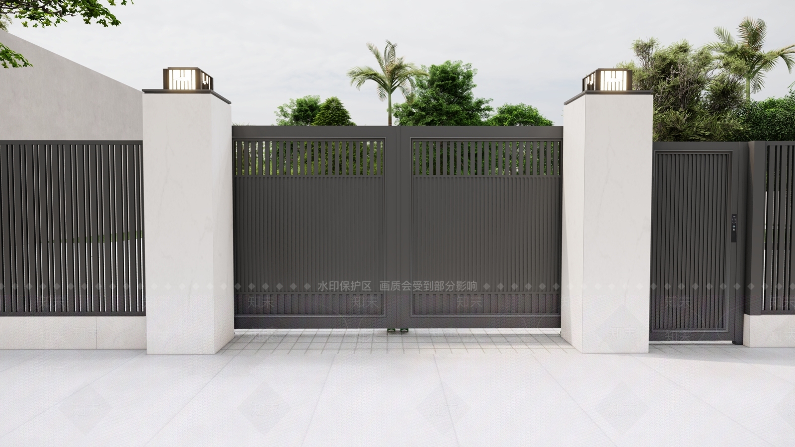 现代极简入口大门SU模型下载【ID:1195934150】