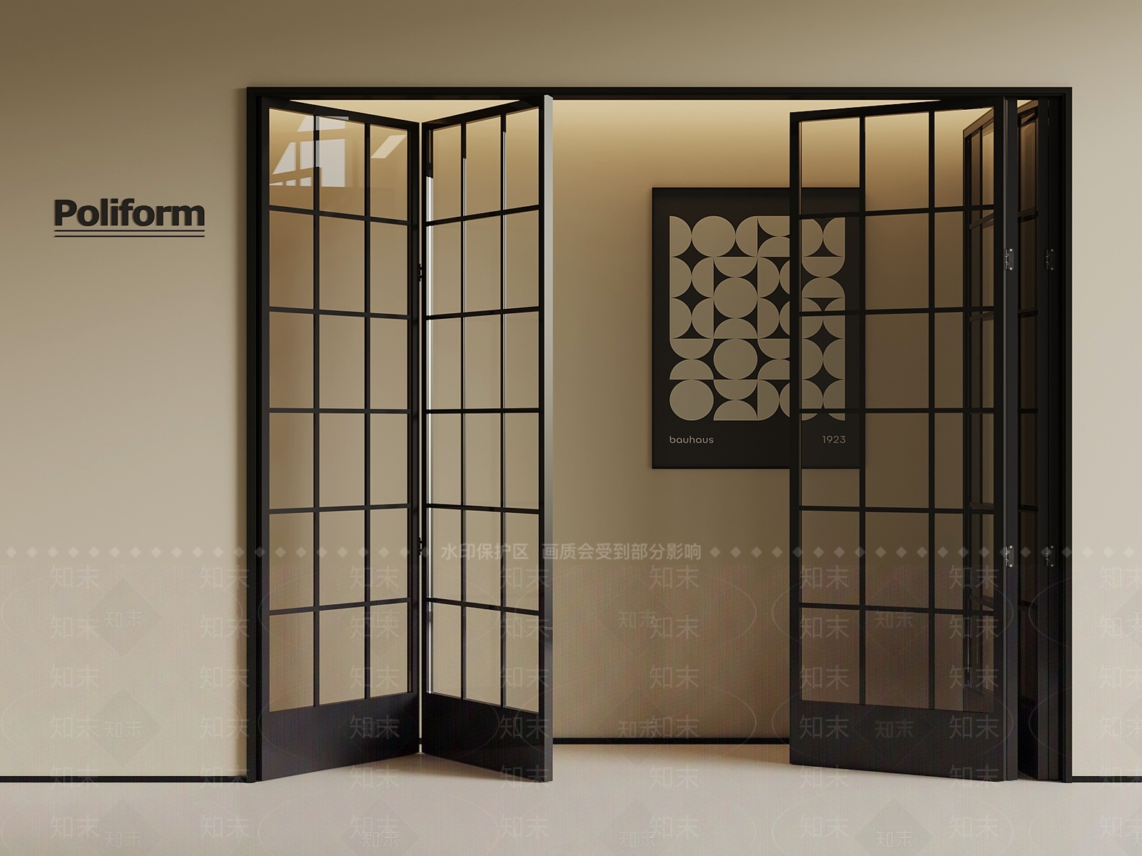 现代折叠门3D模型渲染效果图