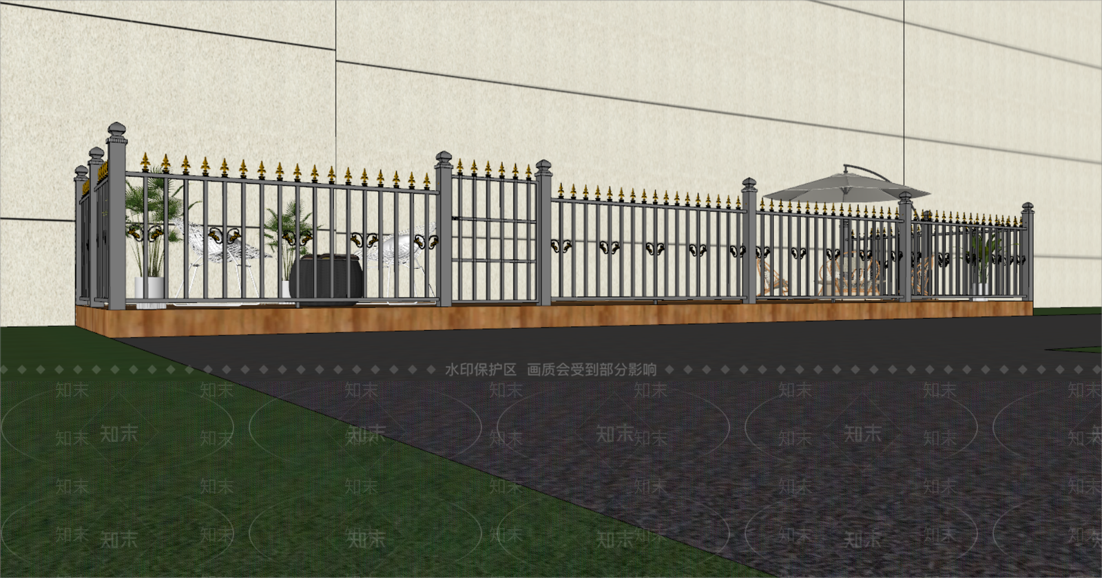 现代简约围栏护栏SU模型下载【ID:1195937683】