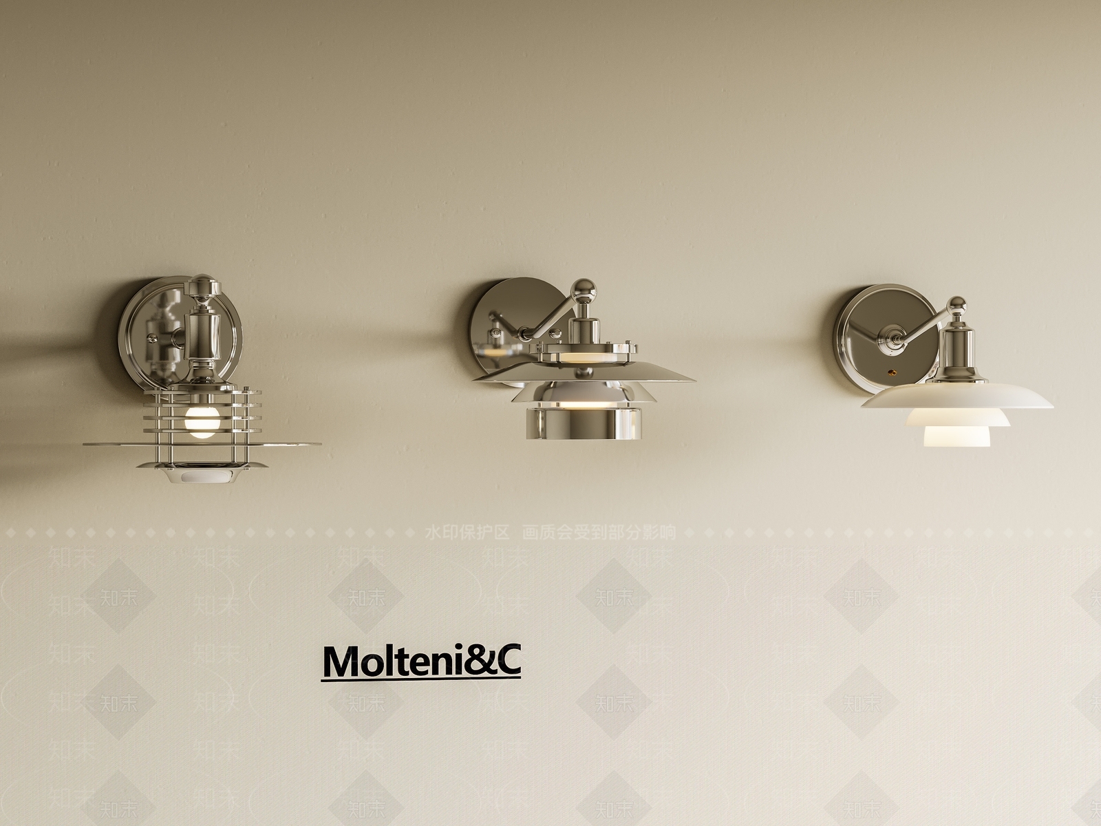 复古中古壁灯SU模型下载【ID:1195939598】