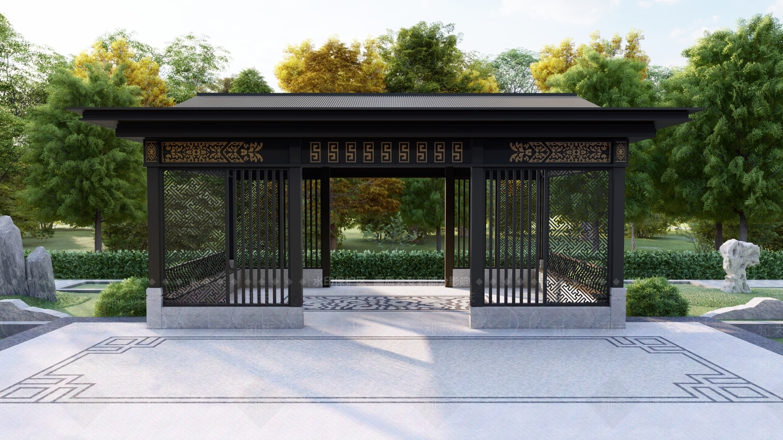 新中式中式亭子SU模型下载【ID:1195940962】