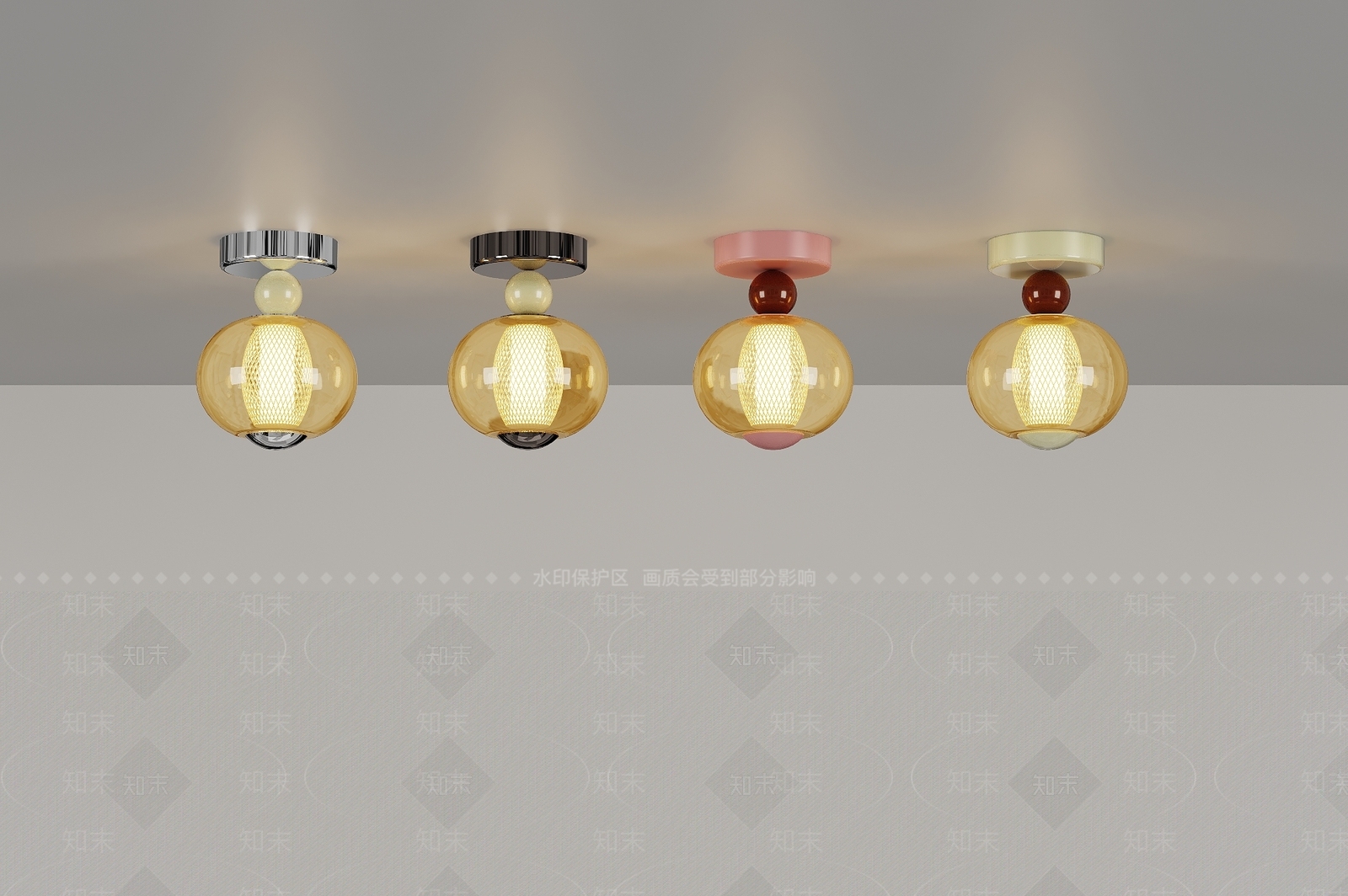侘寂中古吸顶灯SU模型下载【ID:1195945103】