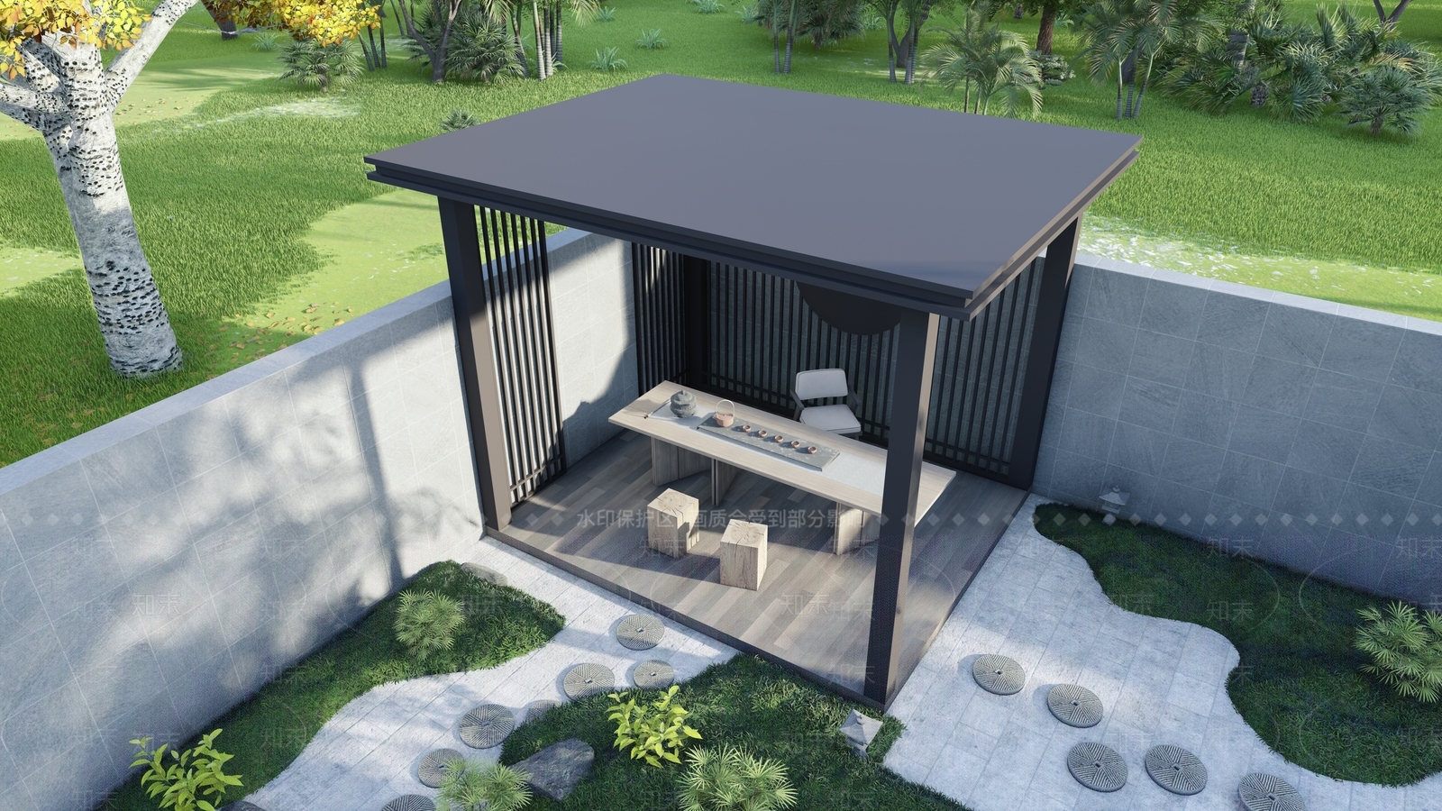 新中式中式亭子SU模型下载【ID:1195949125】