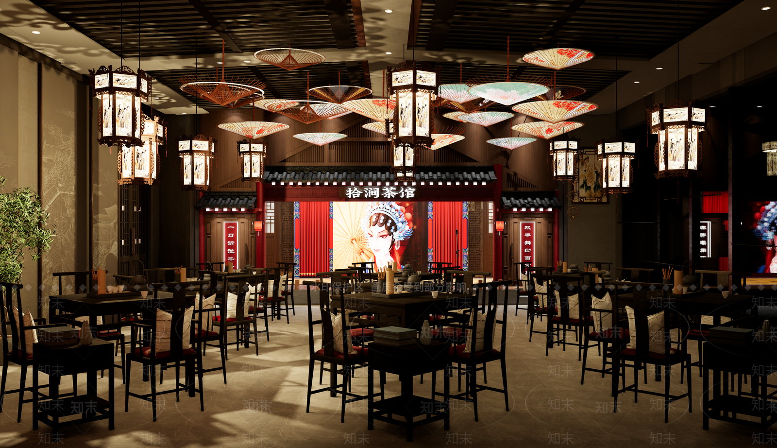 新中式中式茶馆SU模型下载【ID:1195949613】