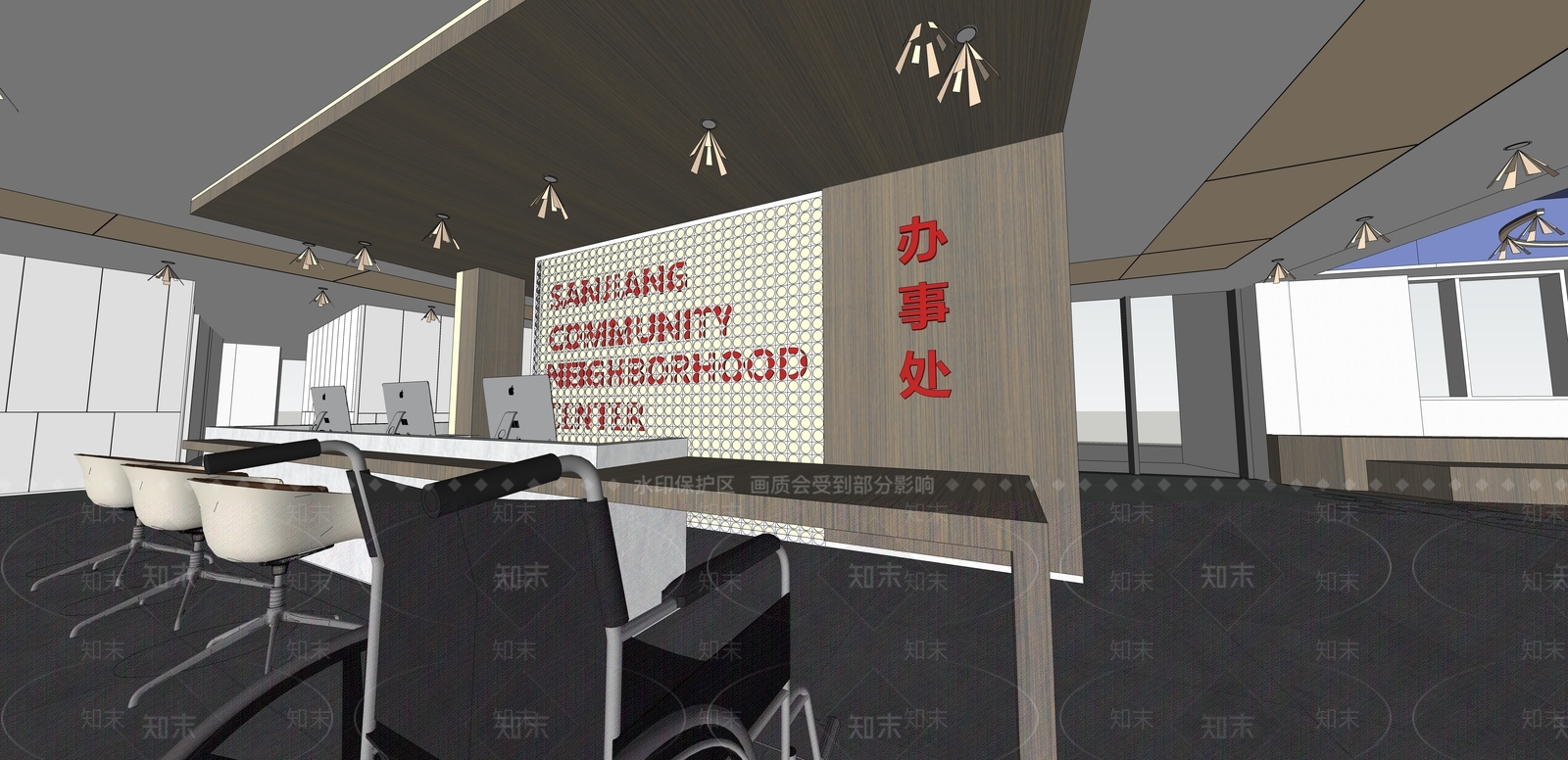 现代办公大堂SU模型下载【ID:1195949901】