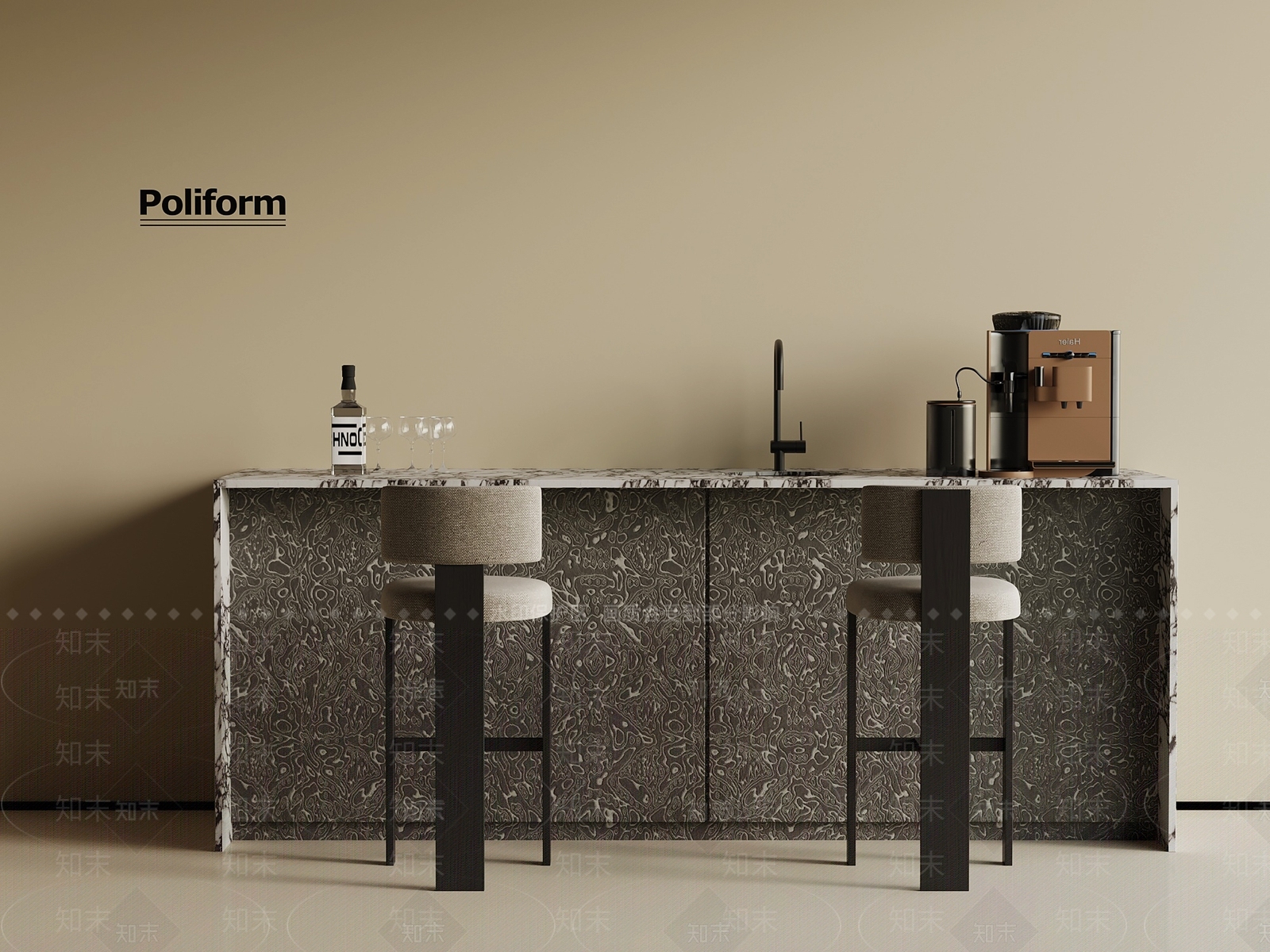 现代意式吧台3D模型下载【ID:1195949929】