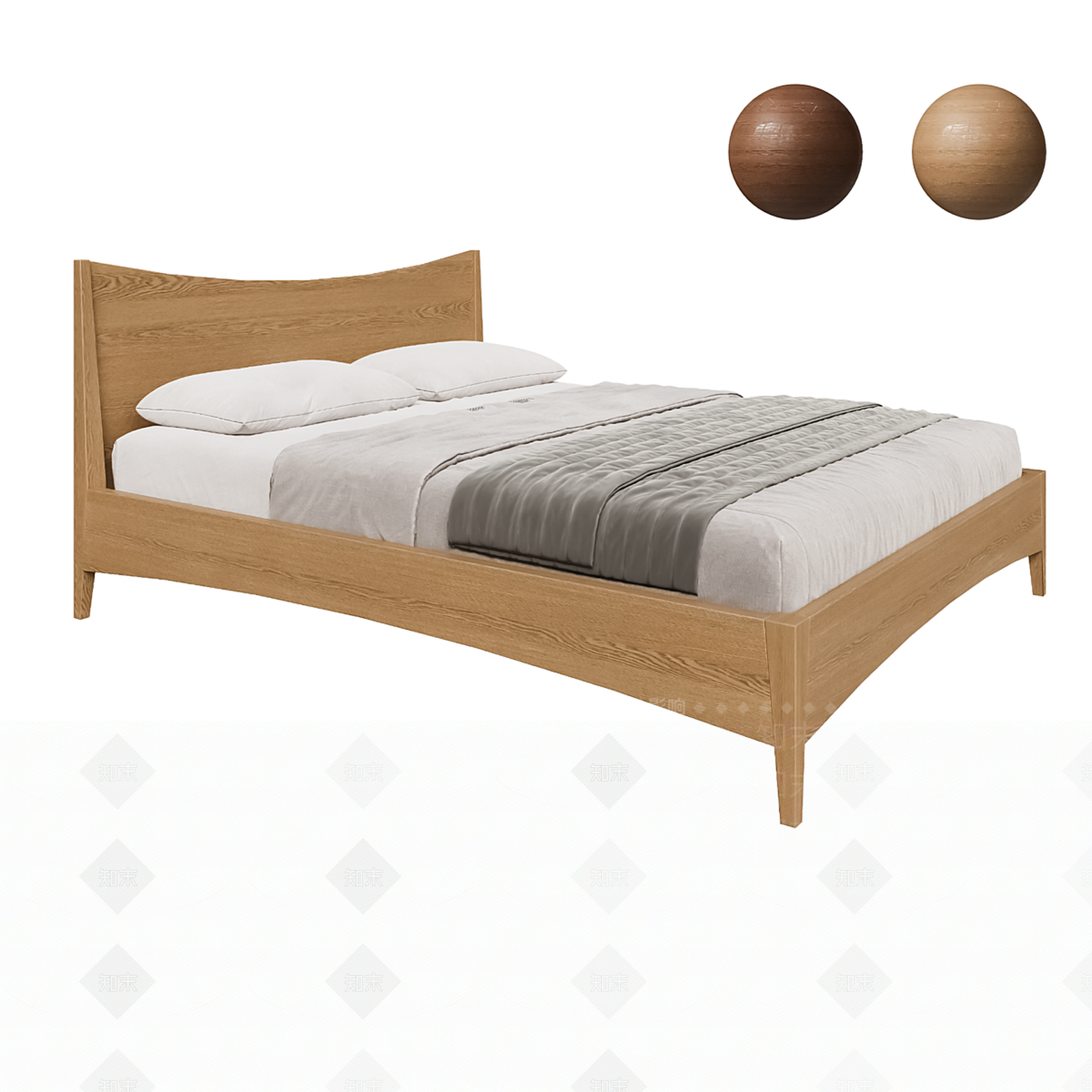 北欧双人床3D模型下载【ID:1195952304】