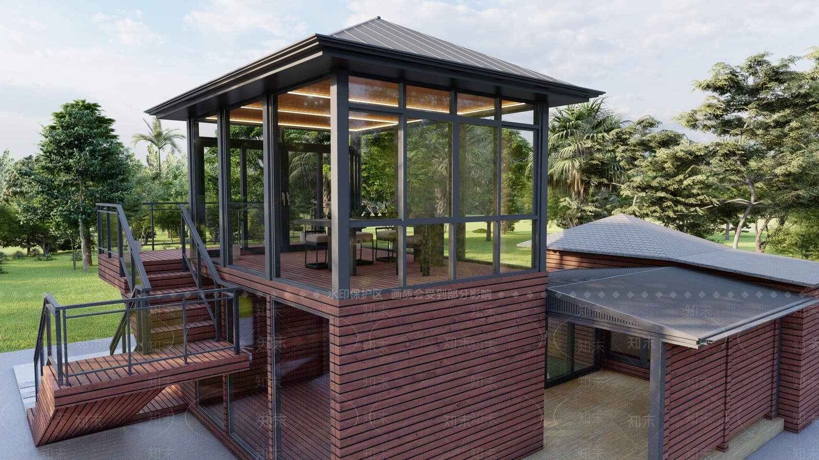 现代新中式亭子SU模型下载【ID:1195953302】