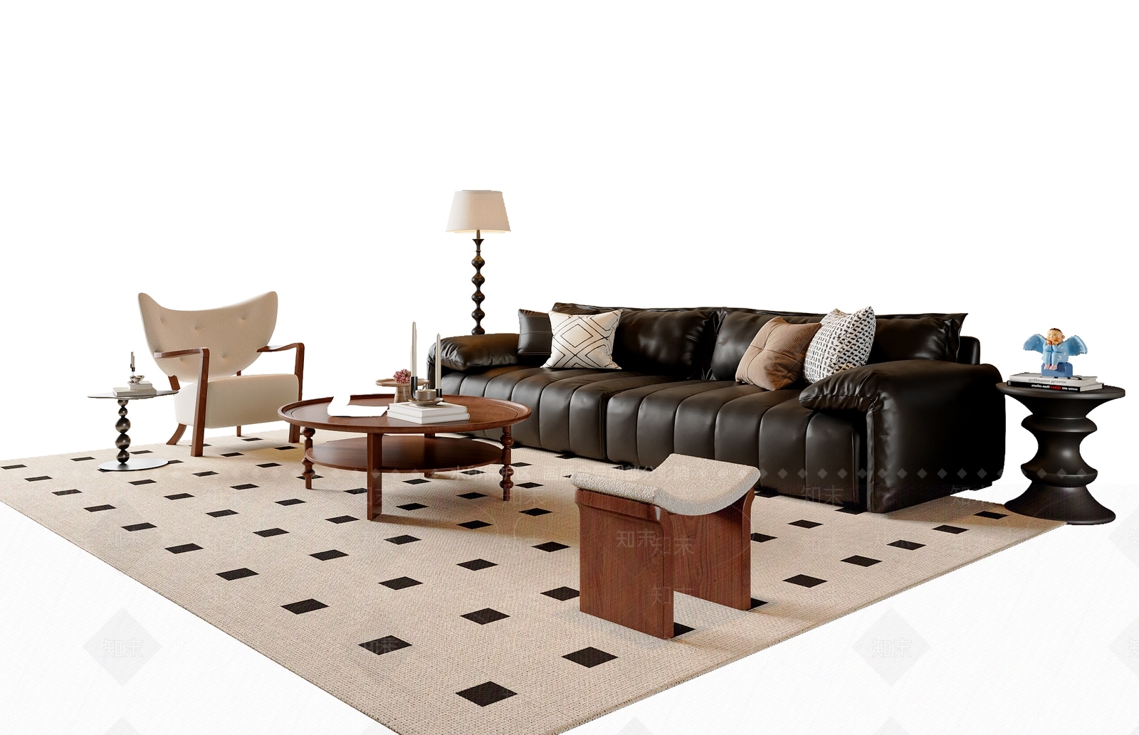 法式中古沙发组合SU模型下载【ID:1195955278】