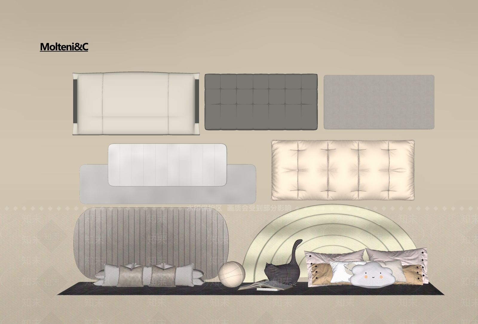 现代床品SU模型下载【ID:1195956354】