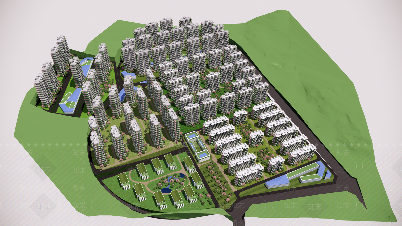 现代小区建筑SU模型下载【ID:1195956627】