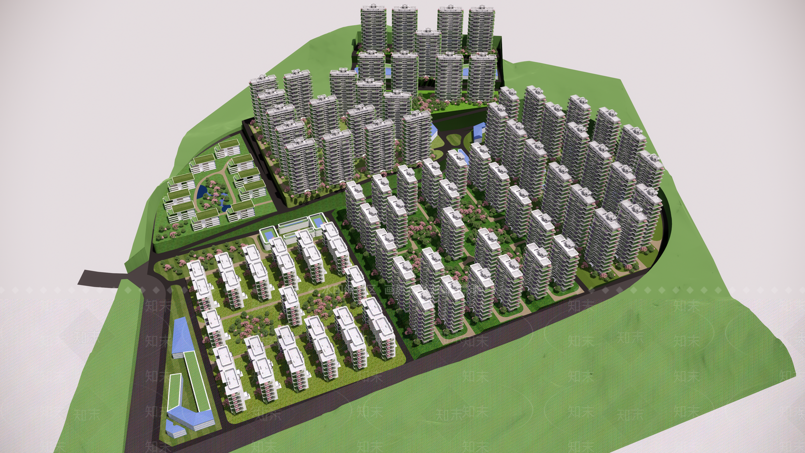 现代小区建筑SU模型下载【ID:1195956627】