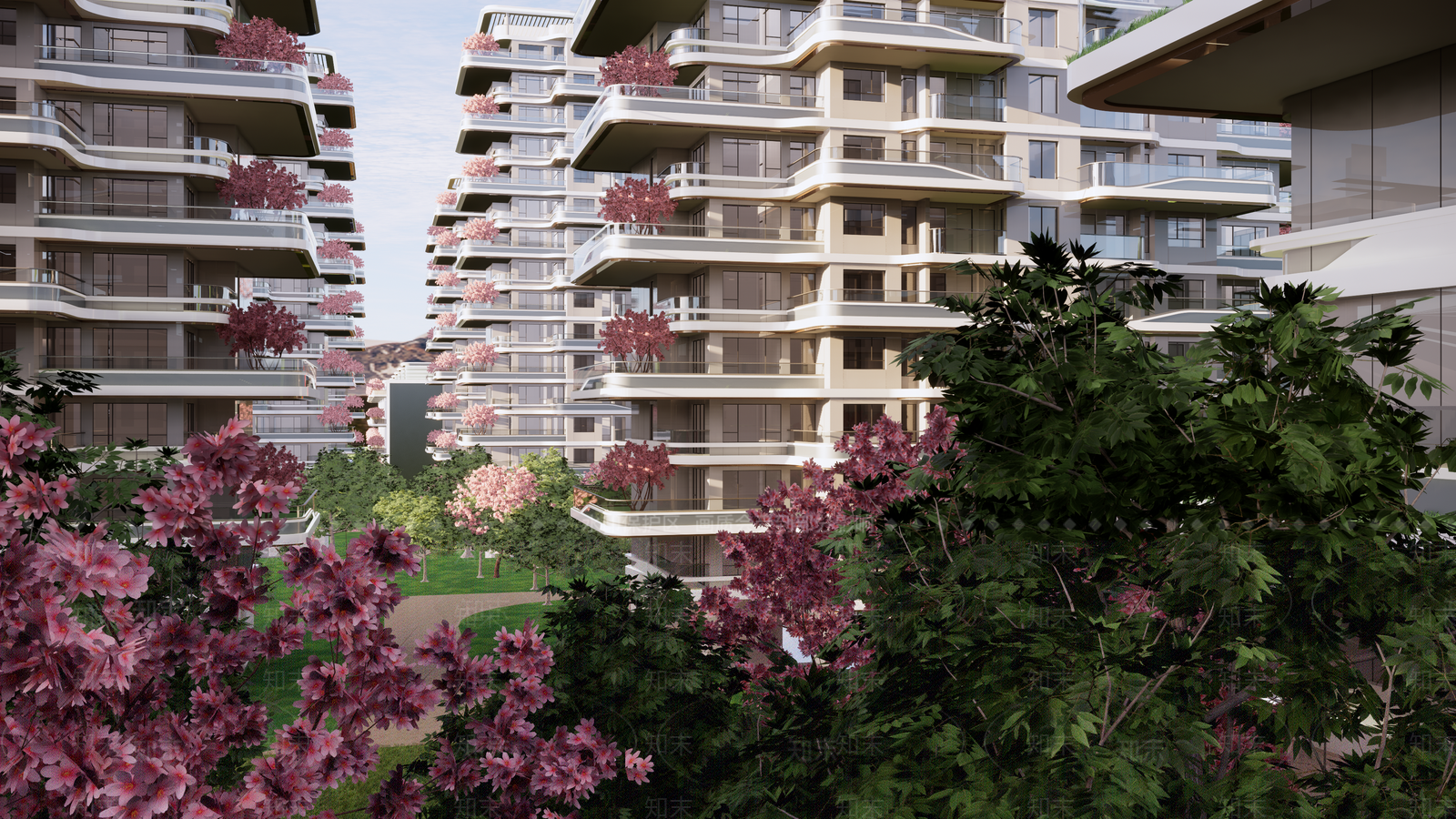 现代小区建筑SU模型下载【ID:1195956627】