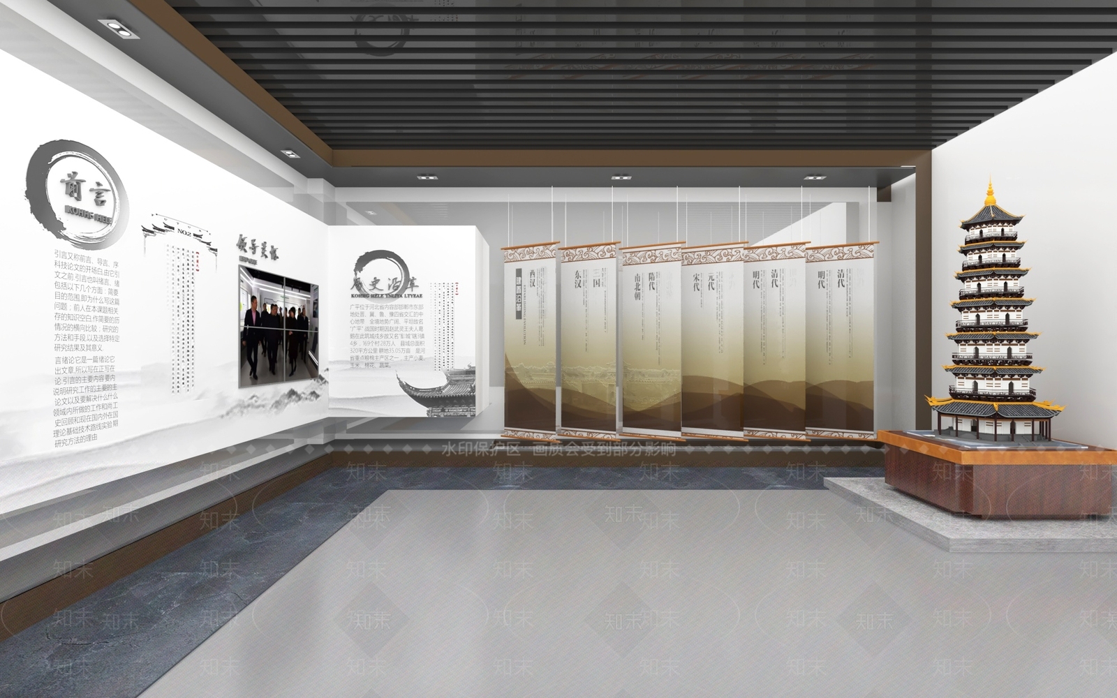 现代民俗展厅SU模型下载【ID:1195957130】