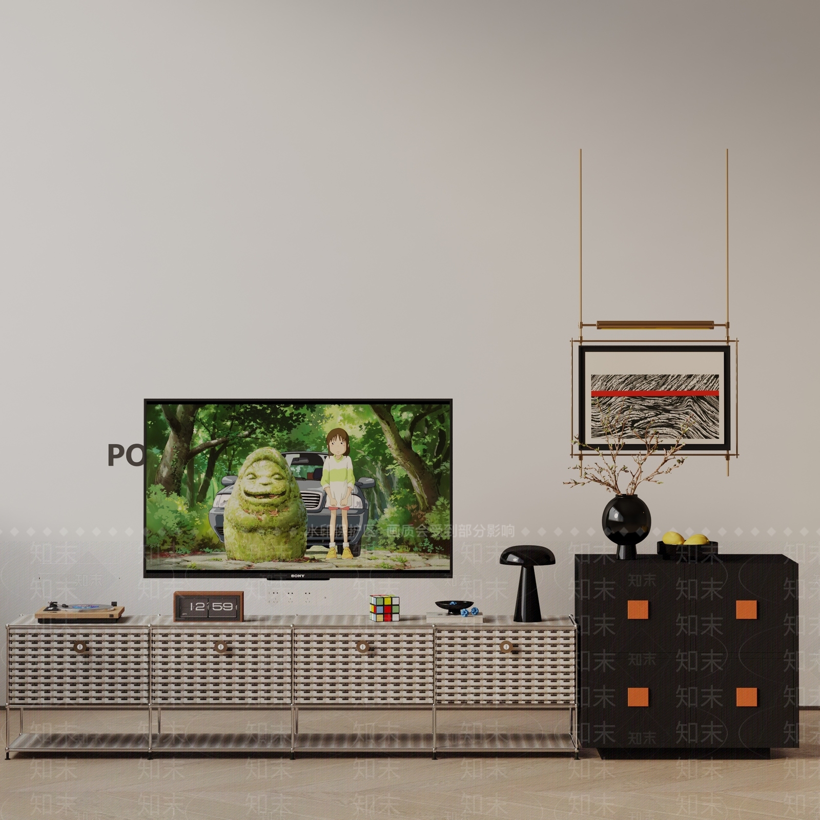 现代电视柜3D模型下载【ID:1195961322】