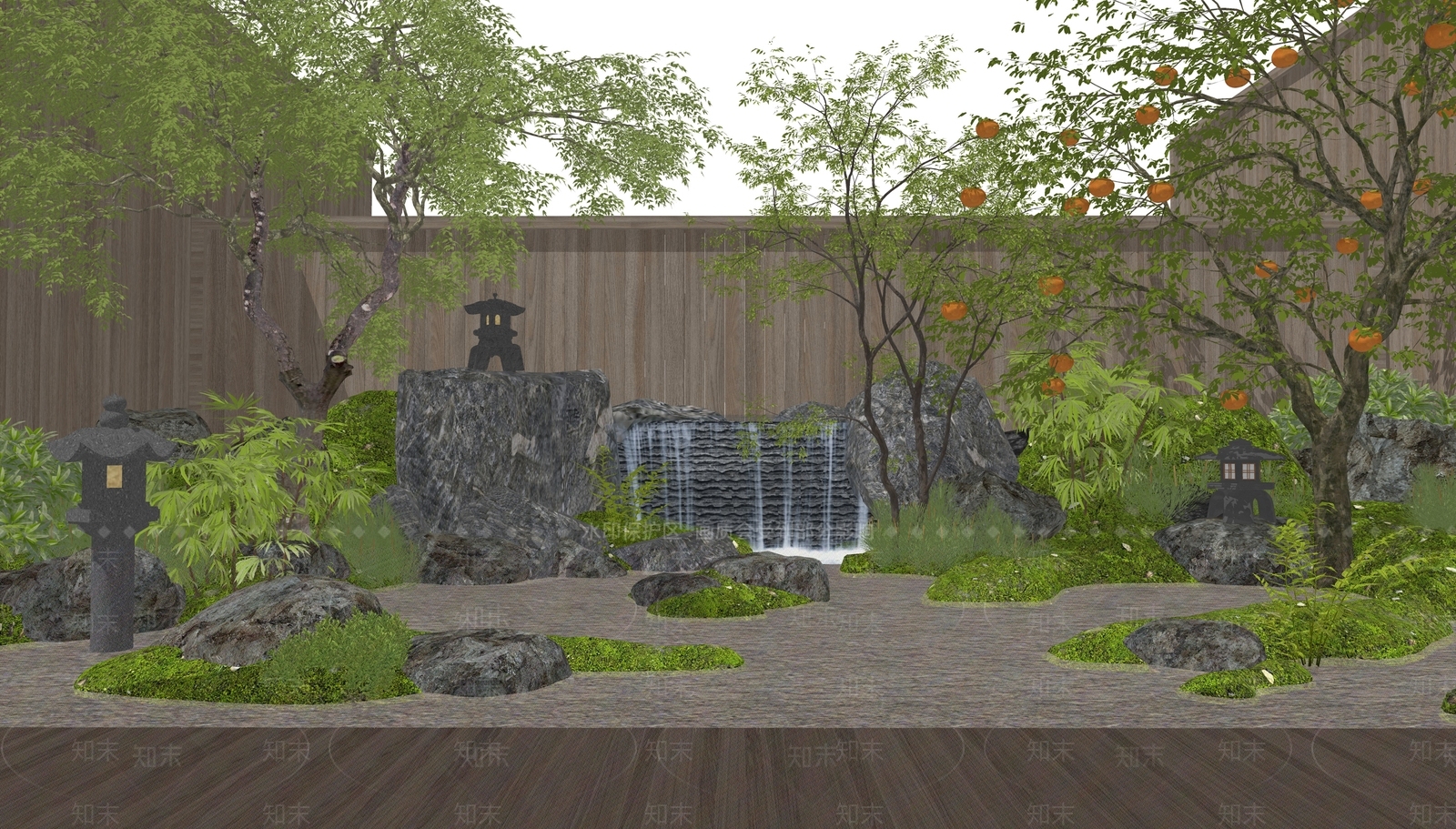日式禅意水景SU模型下载【ID:1195964238】