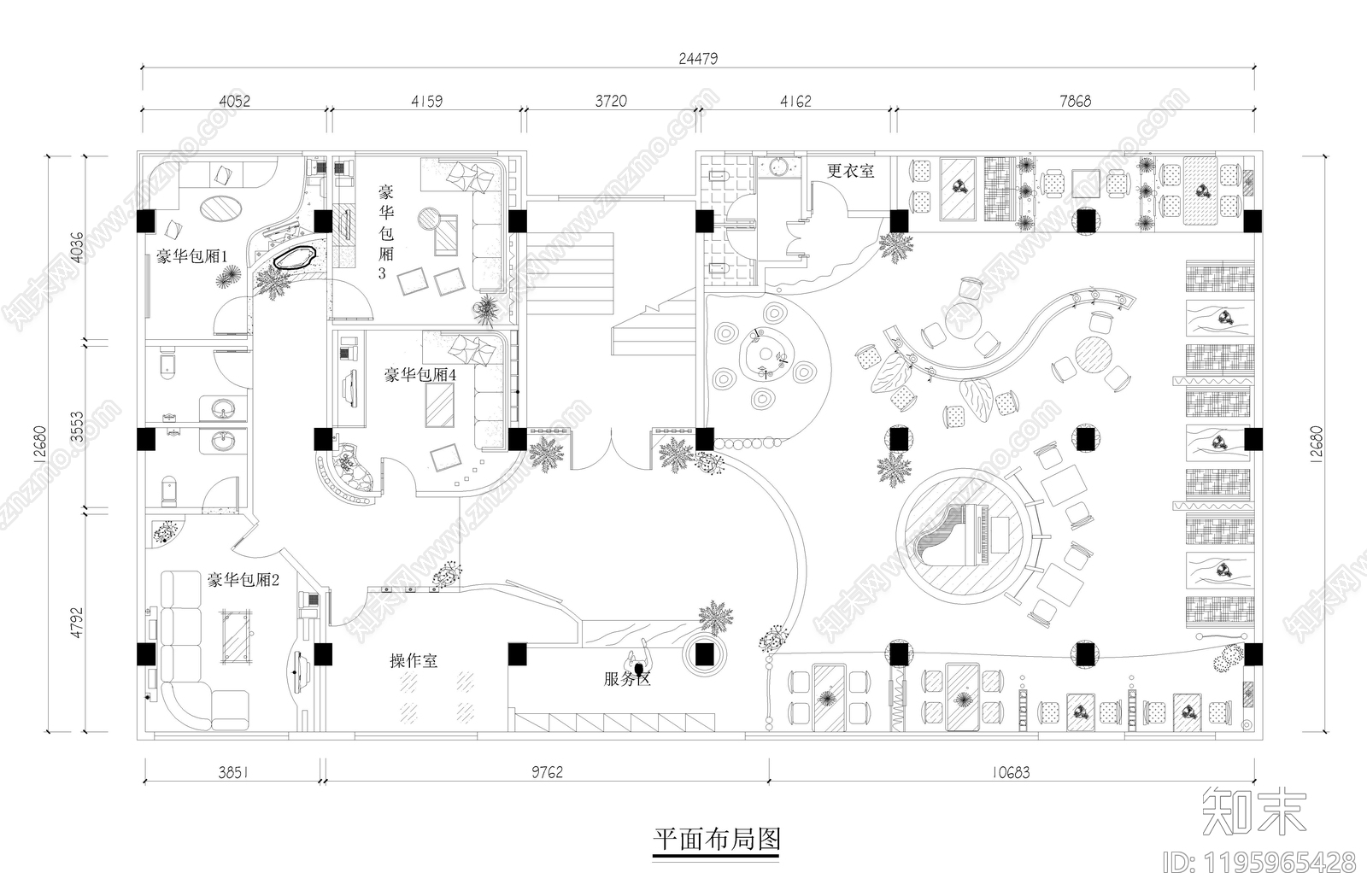 现代咖啡厅施工图下载【ID:1195965428】
