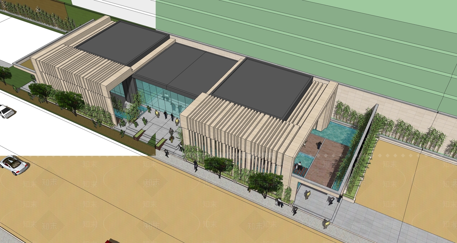 现代汽车站SU模型下载【ID:1195966655】