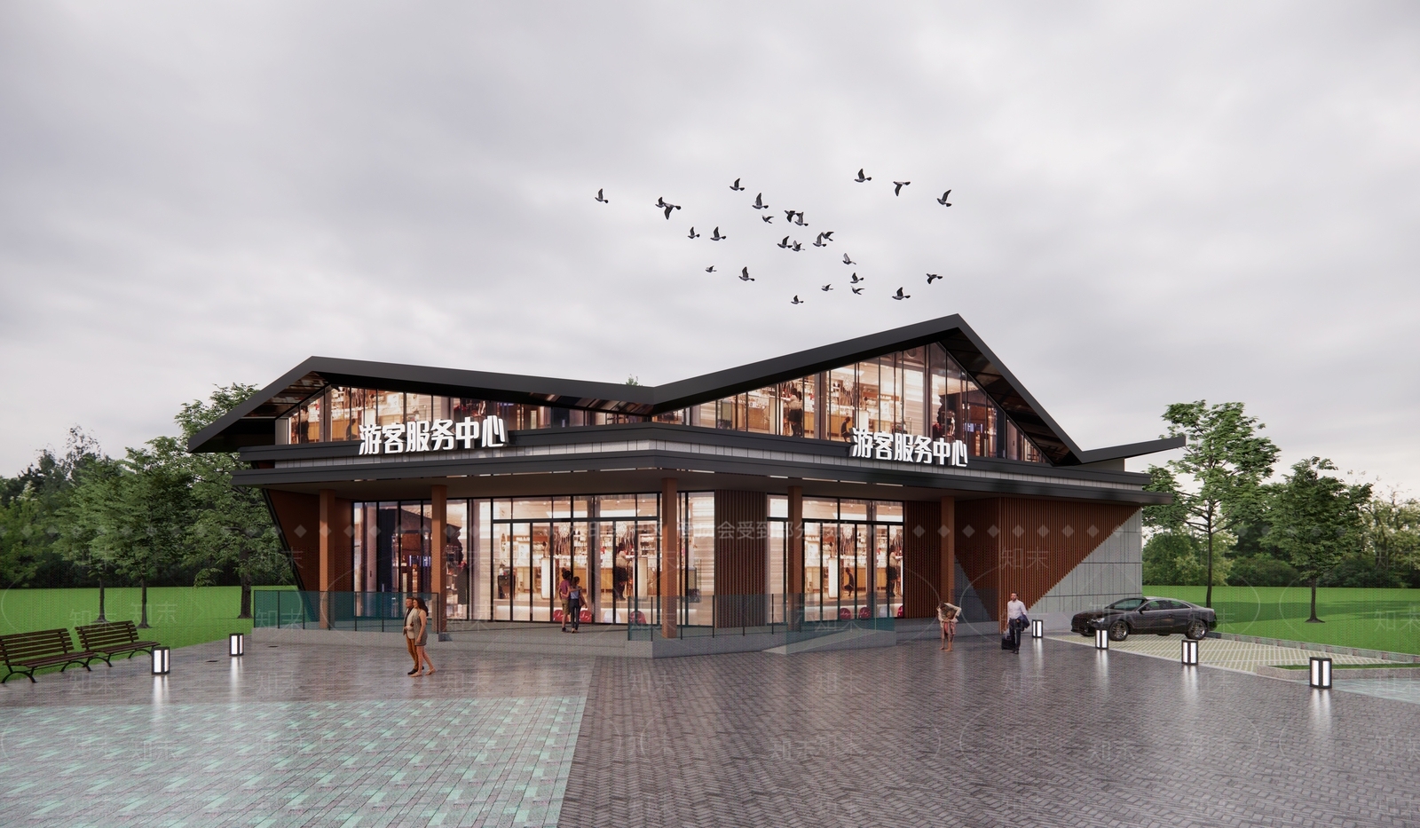 新中式活动中心SU模型下载【ID:1195967766】