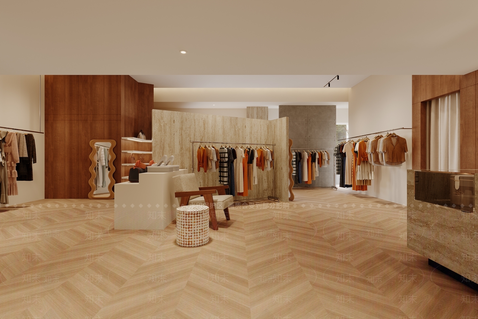 现代原木服装店3D模型下载【ID:1195969229】