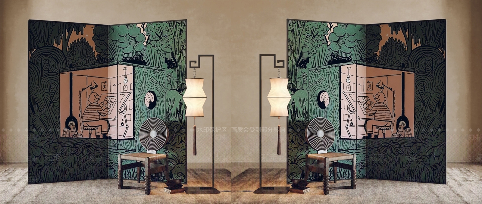 现代屏风SU模型下载【ID:1195969693】