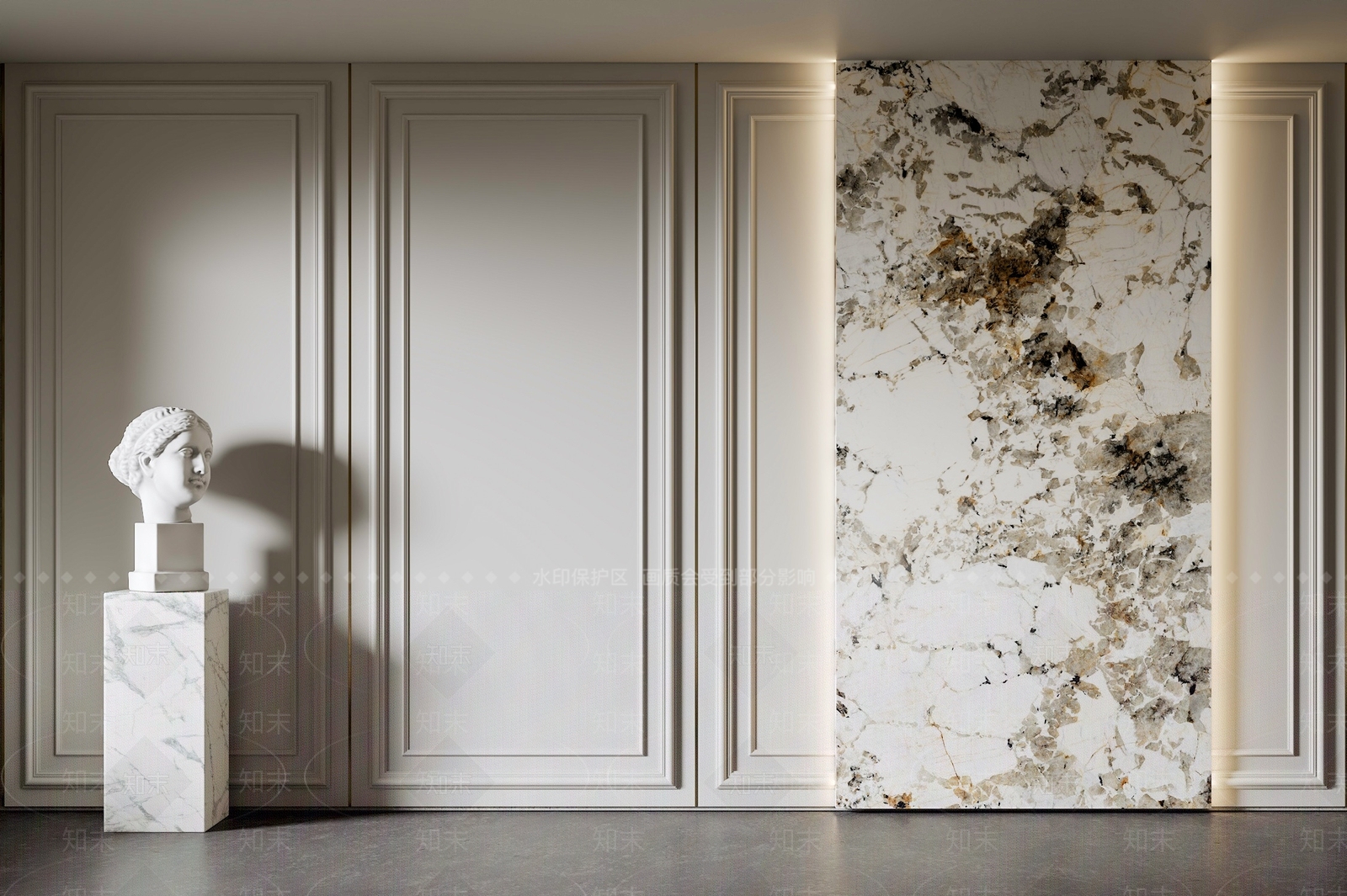 欧式法式玄关背景墙3D模型下载【ID:1195973231】