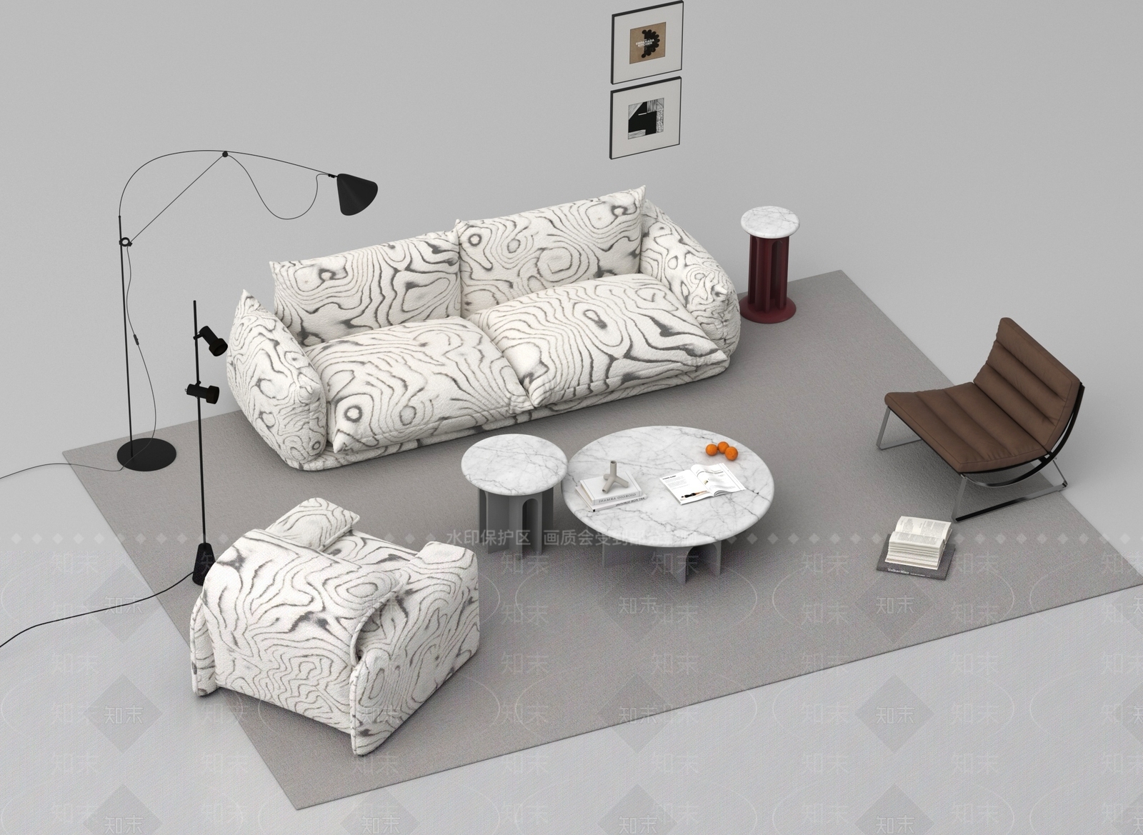 日式沙发组合3D模型下载【ID:1195976127】