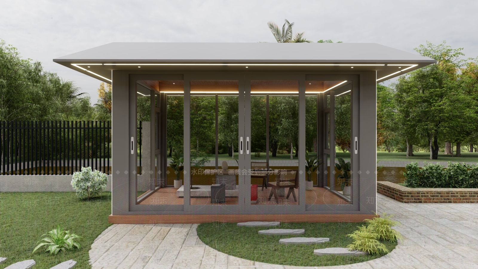 现代简约亭子SU模型下载【ID:1195976254】